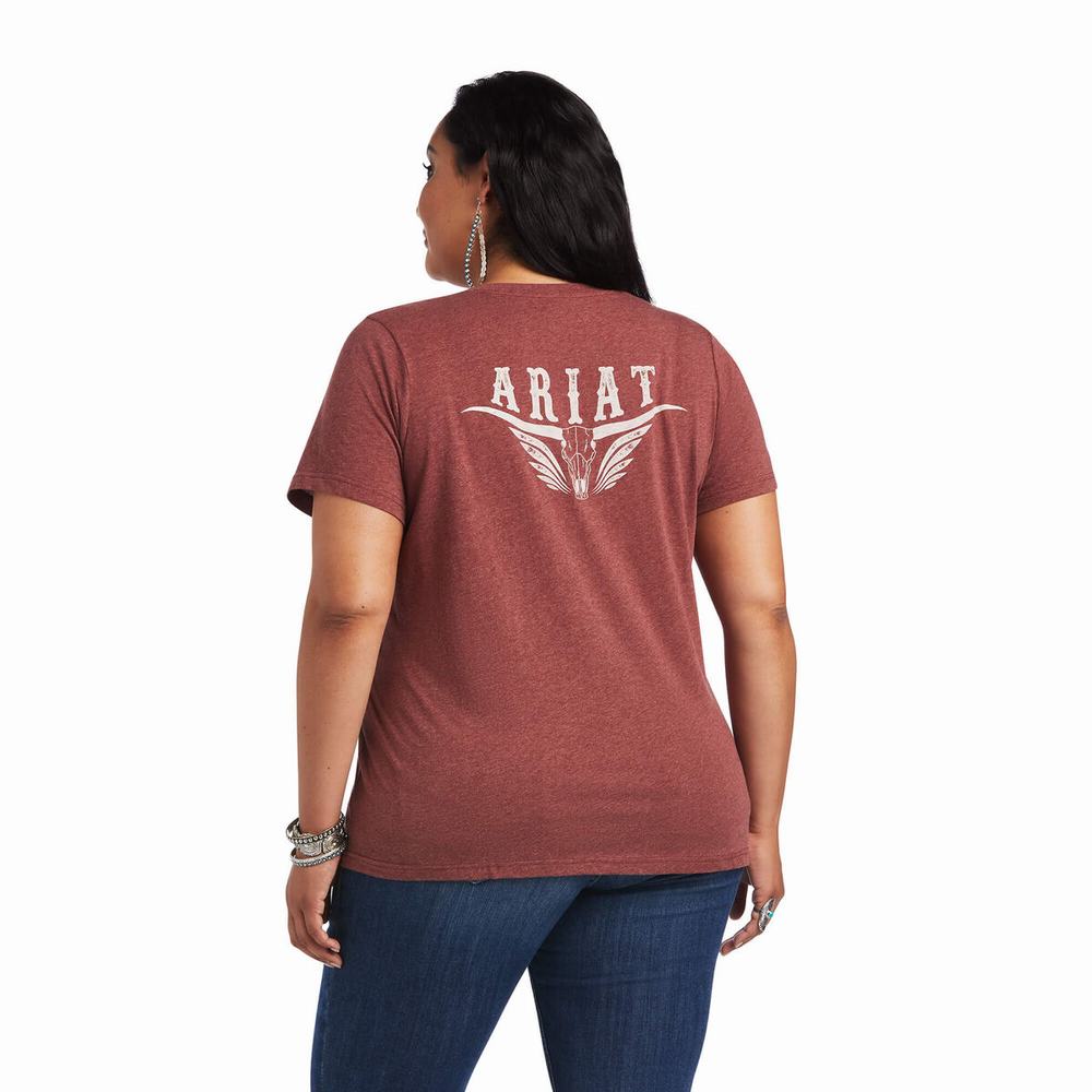 Women's Ariat REAL Relaxed Longhorn Tops Multicolor | UQWE-34569