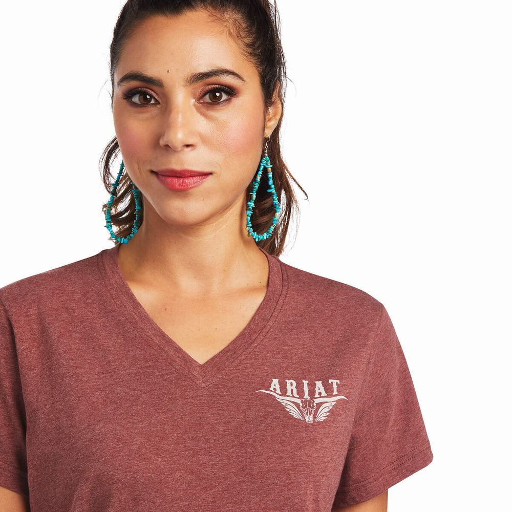 Women's Ariat REAL Relaxed Longhorn Tops Multicolor | UQWE-34569