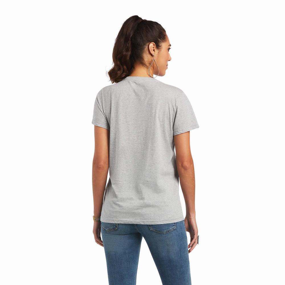 Women's Ariat REAL Tribal Lore Relaxed Tops Grey | ESLX-91738