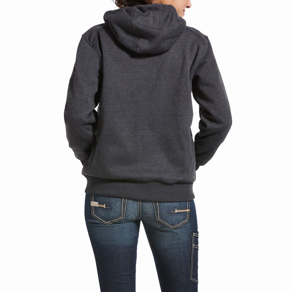 Women's Ariat Rebar All-Weather Full Zip Hoodie Grey | EBIX-63258