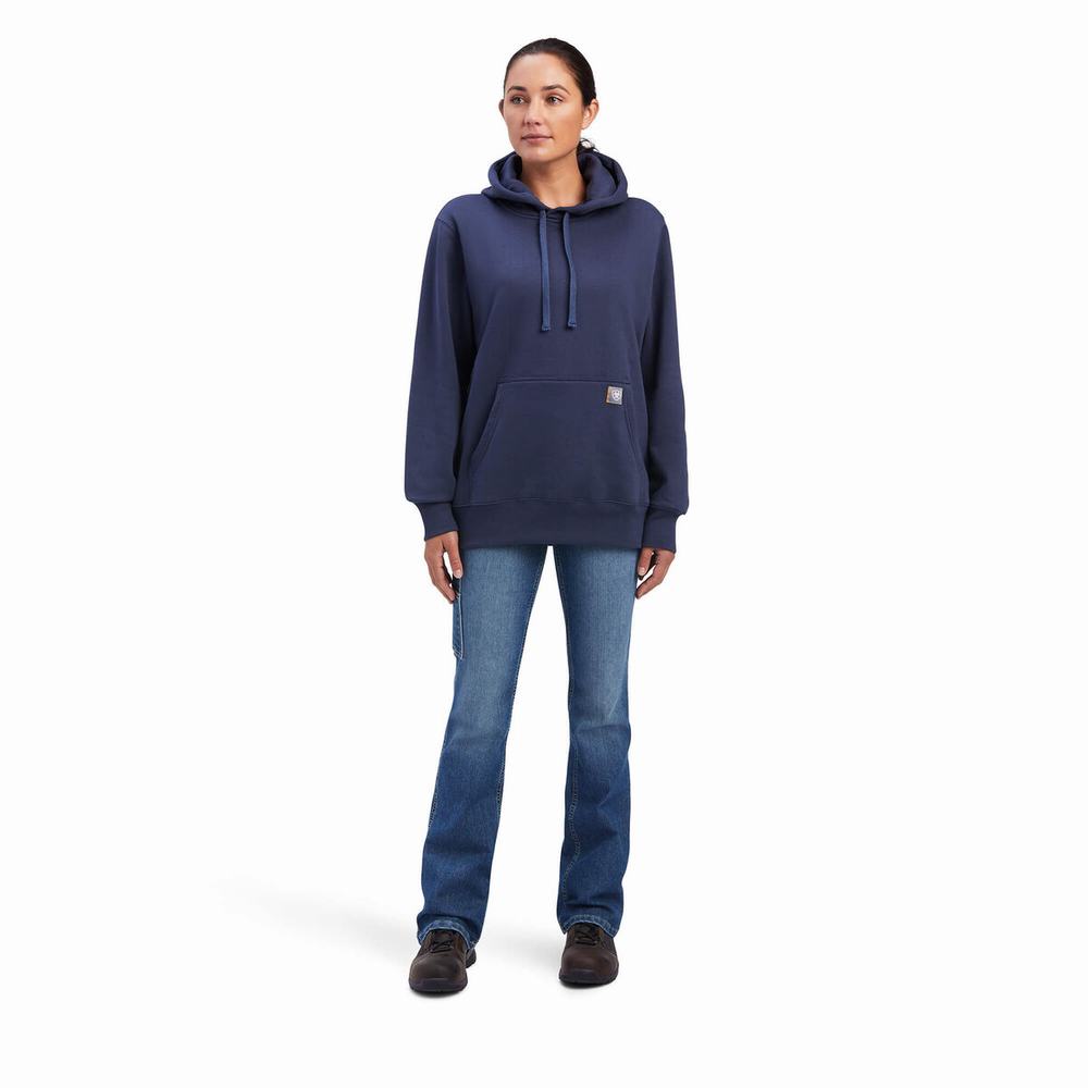 Women's Ariat Rebar Aztec Flag Graphic Hoodie Indigo | SUYV-78135