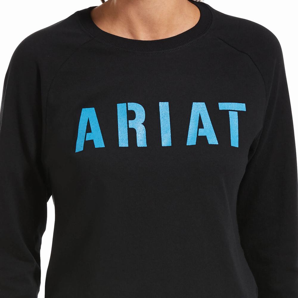 Women's Ariat Rebar CottonStrong Block T Shirts Black | USNC-37968