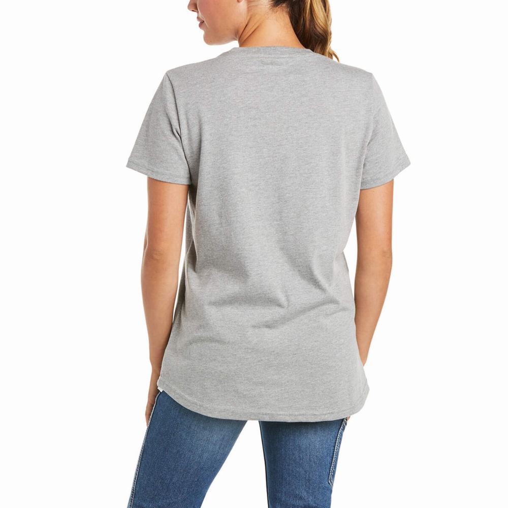 Women's Ariat Rebar Cotton Strong Short Sleeve Grey | SDTV-59124