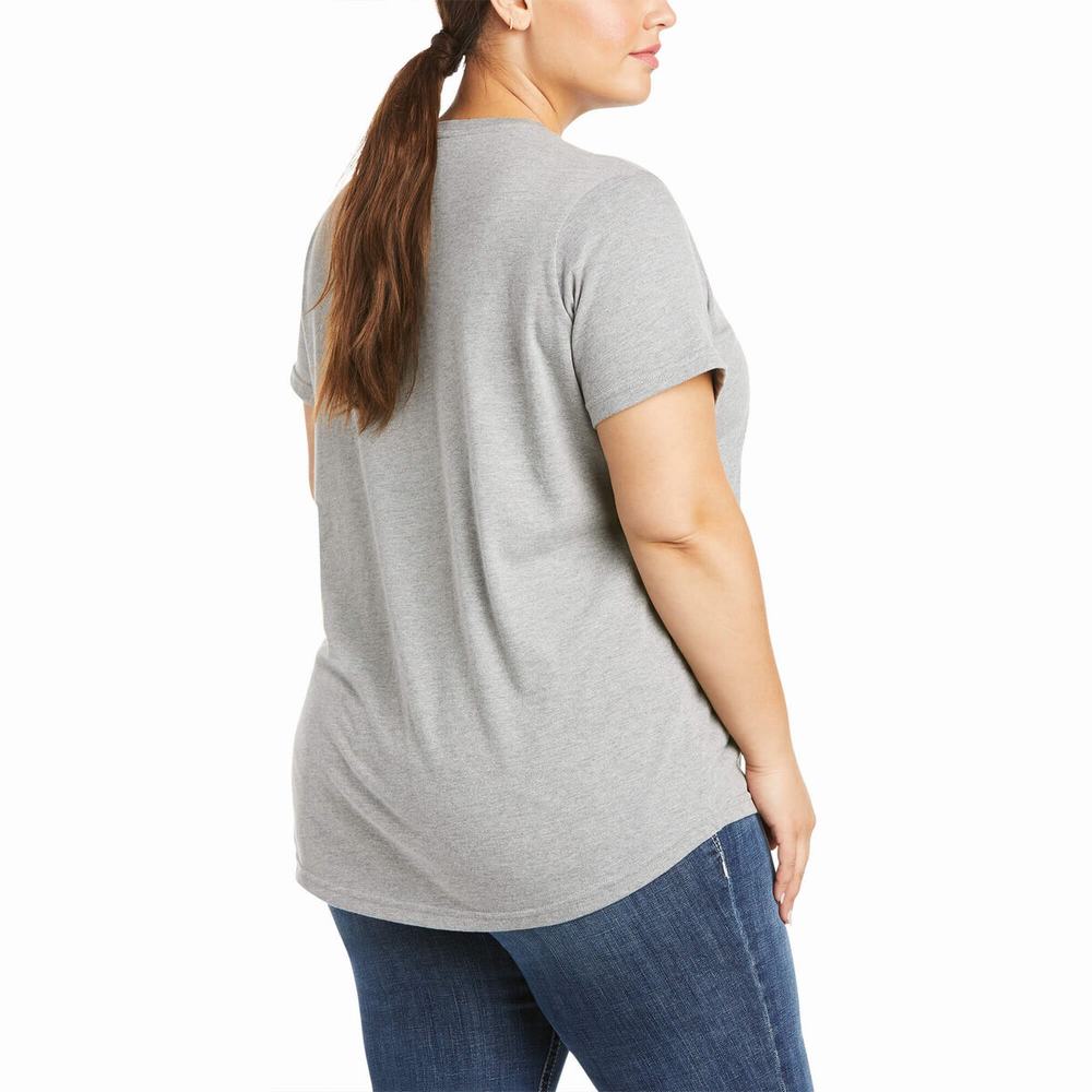 Women's Ariat Rebar Cotton Strong Short Sleeve Grey | SDTV-59124