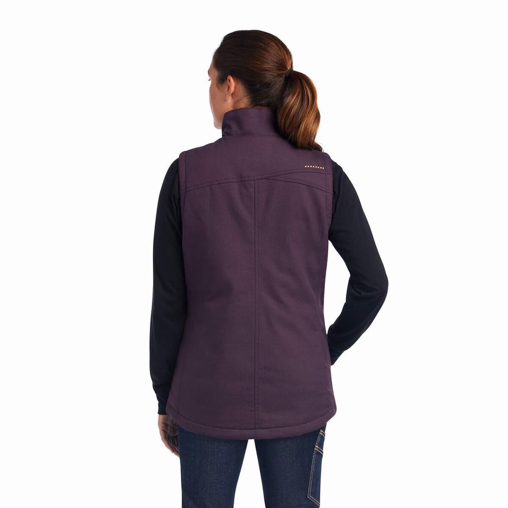 Women's Ariat Rebar DuraCanvas Insulated Vests Purple | RVIG-03192