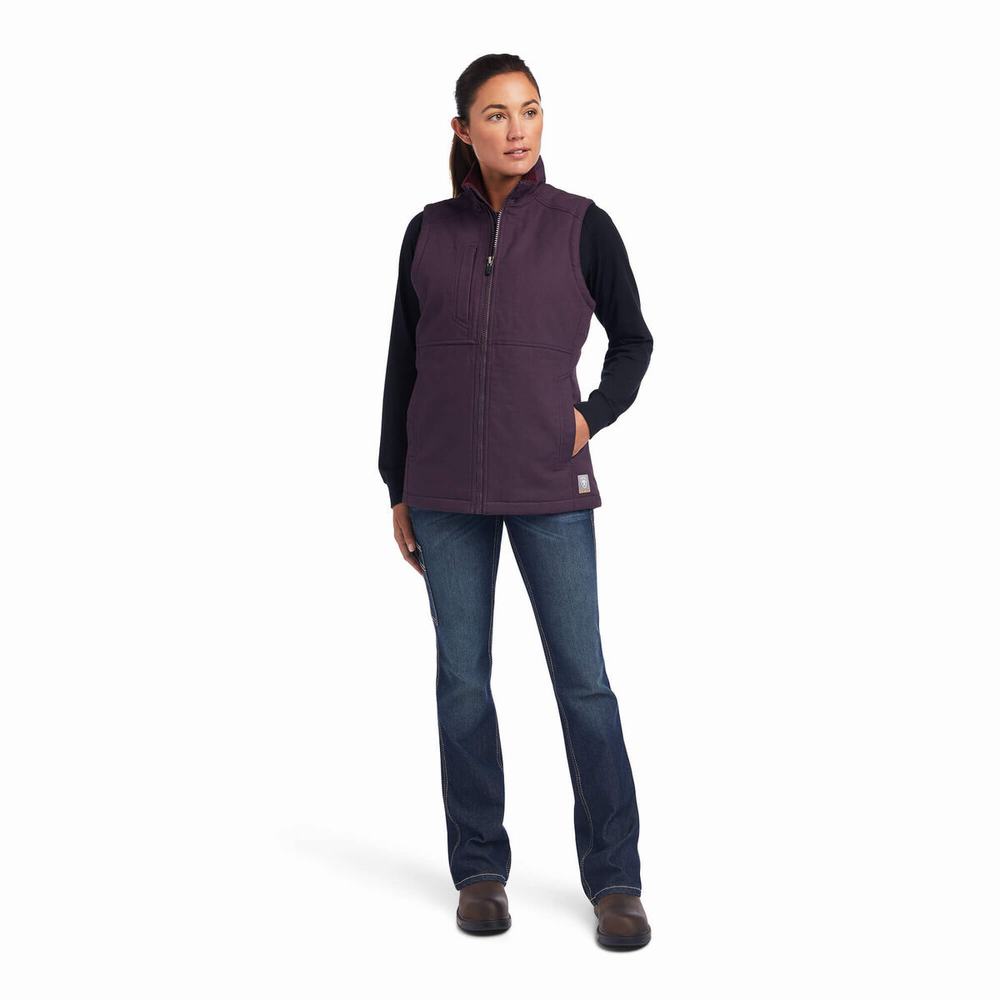 Women's Ariat Rebar DuraCanvas Insulated Vests Purple | RVIG-03192