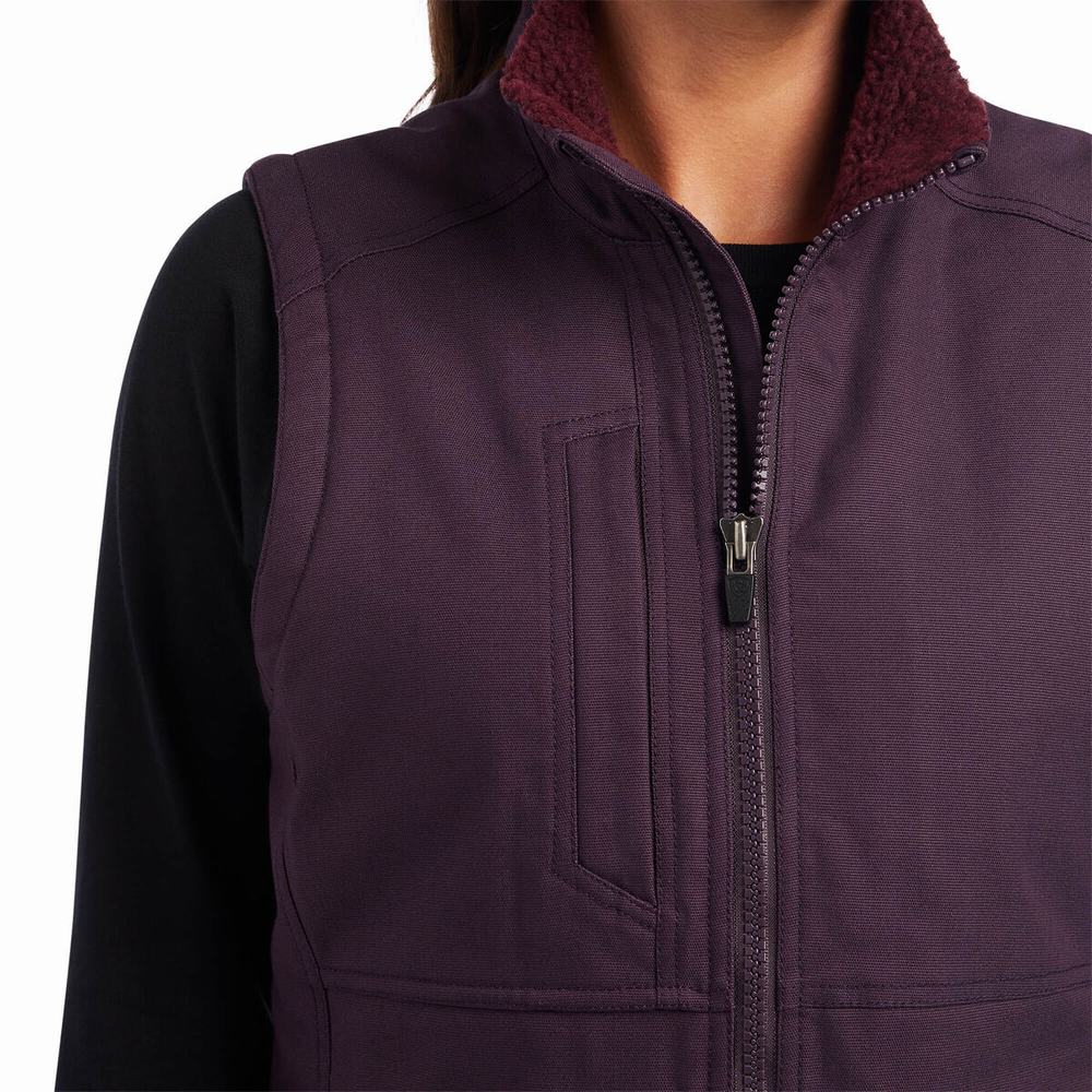 Women's Ariat Rebar DuraCanvas Insulated Vests Purple | RVIG-03192