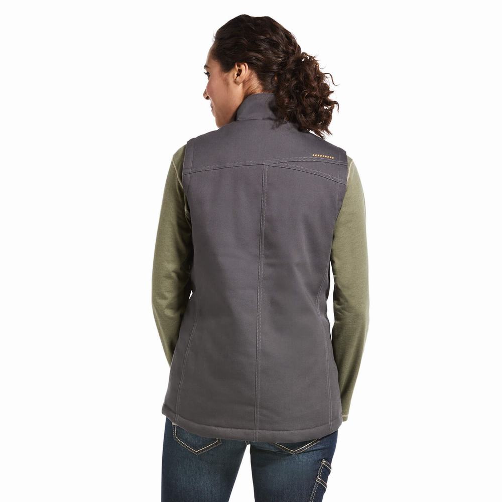 Women's Ariat Rebar DuraCanvas Insulated Vests Grey | ZJGA-45601