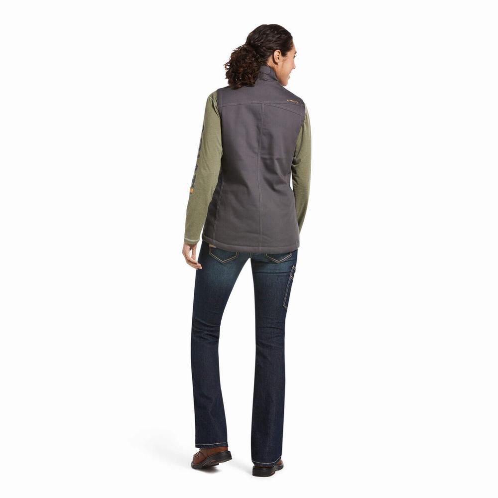 Women's Ariat Rebar DuraCanvas Insulated Vests Grey | ZJGA-45601