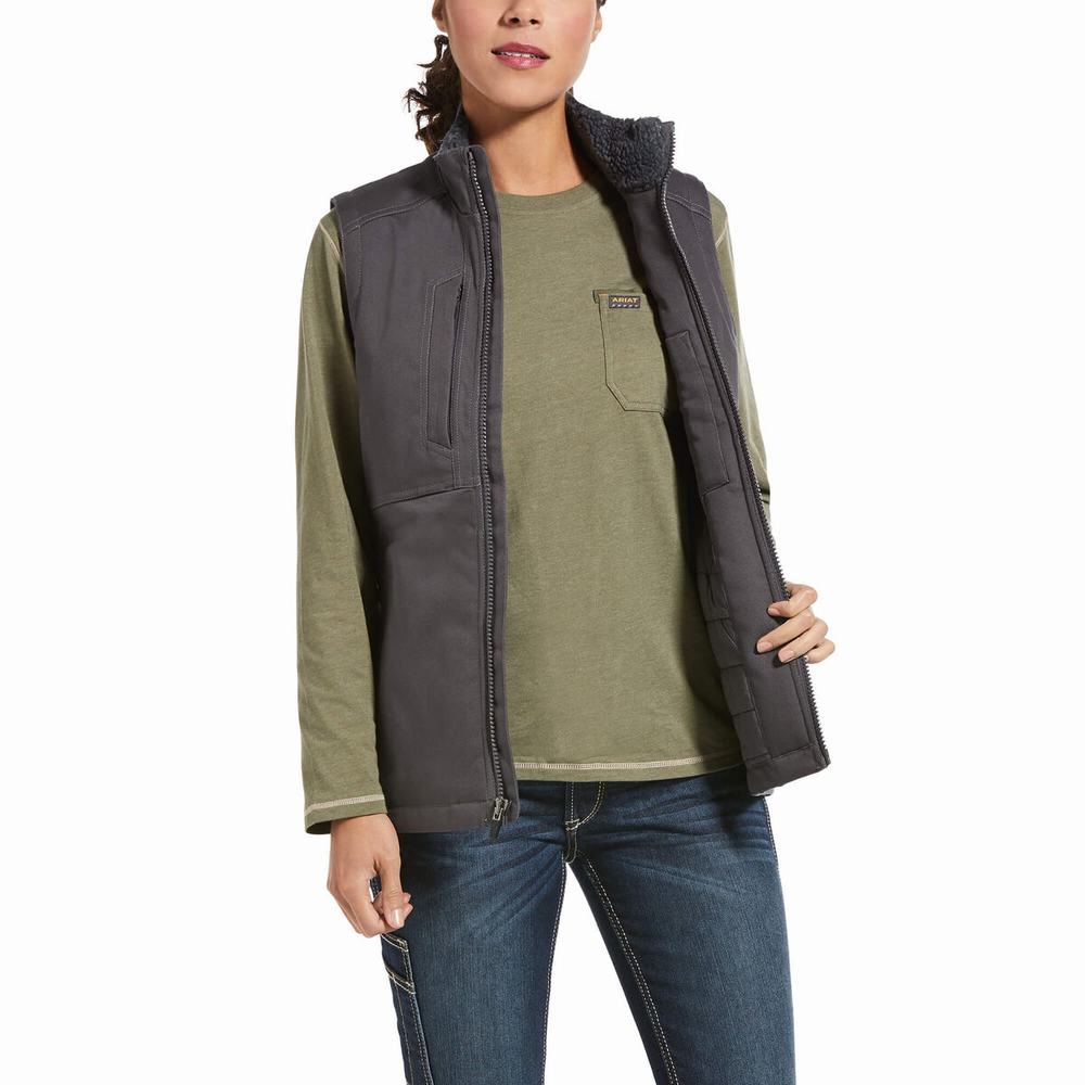 Women's Ariat Rebar DuraCanvas Insulated Vests Grey | ZJGA-45601