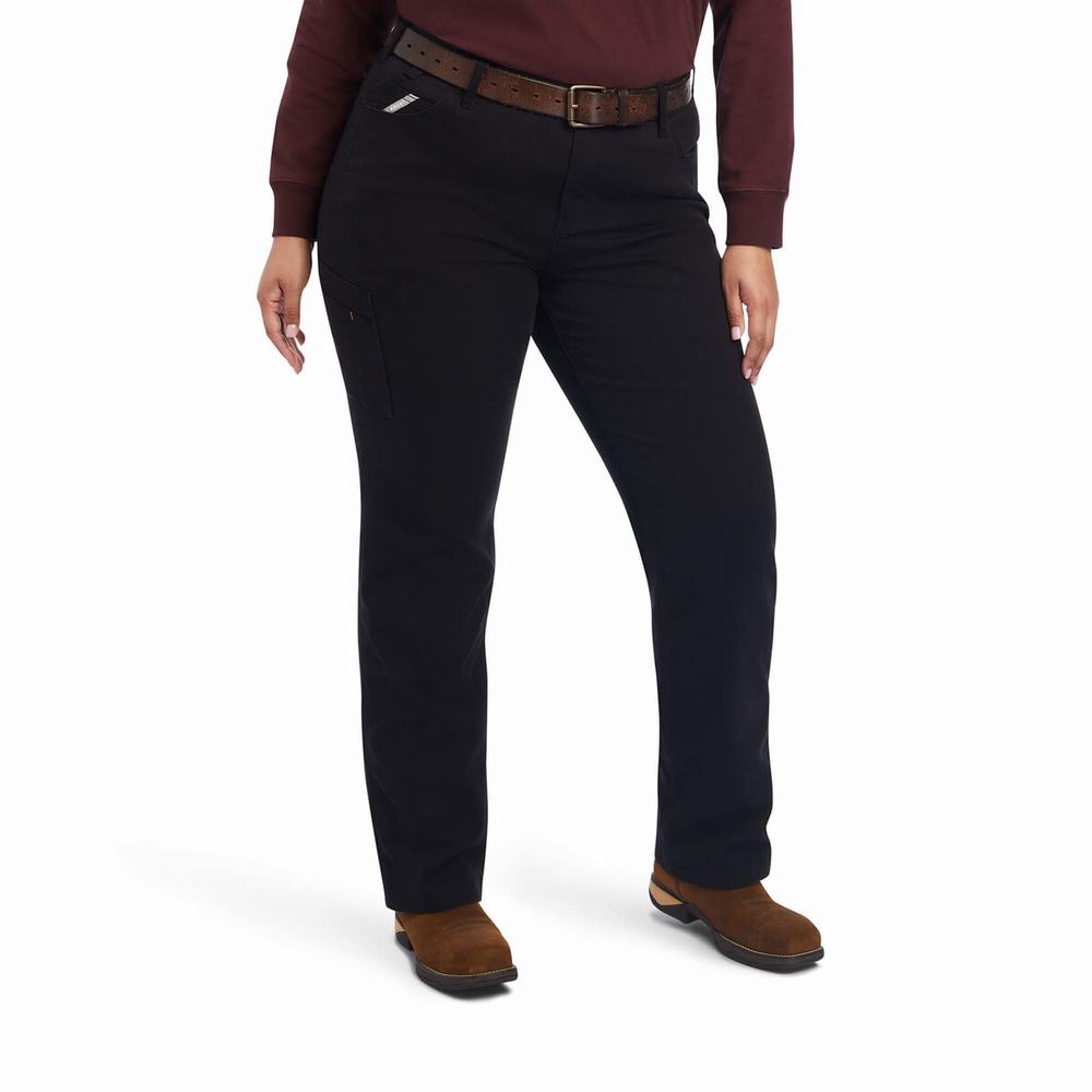 Women's Ariat Rebar DuraStretch Made Tough Leg Pants Black | LFUZ-04128