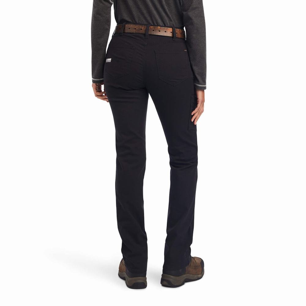 Women's Ariat Rebar DuraStretch Made Tough Leg Pants Black | LFUZ-04128