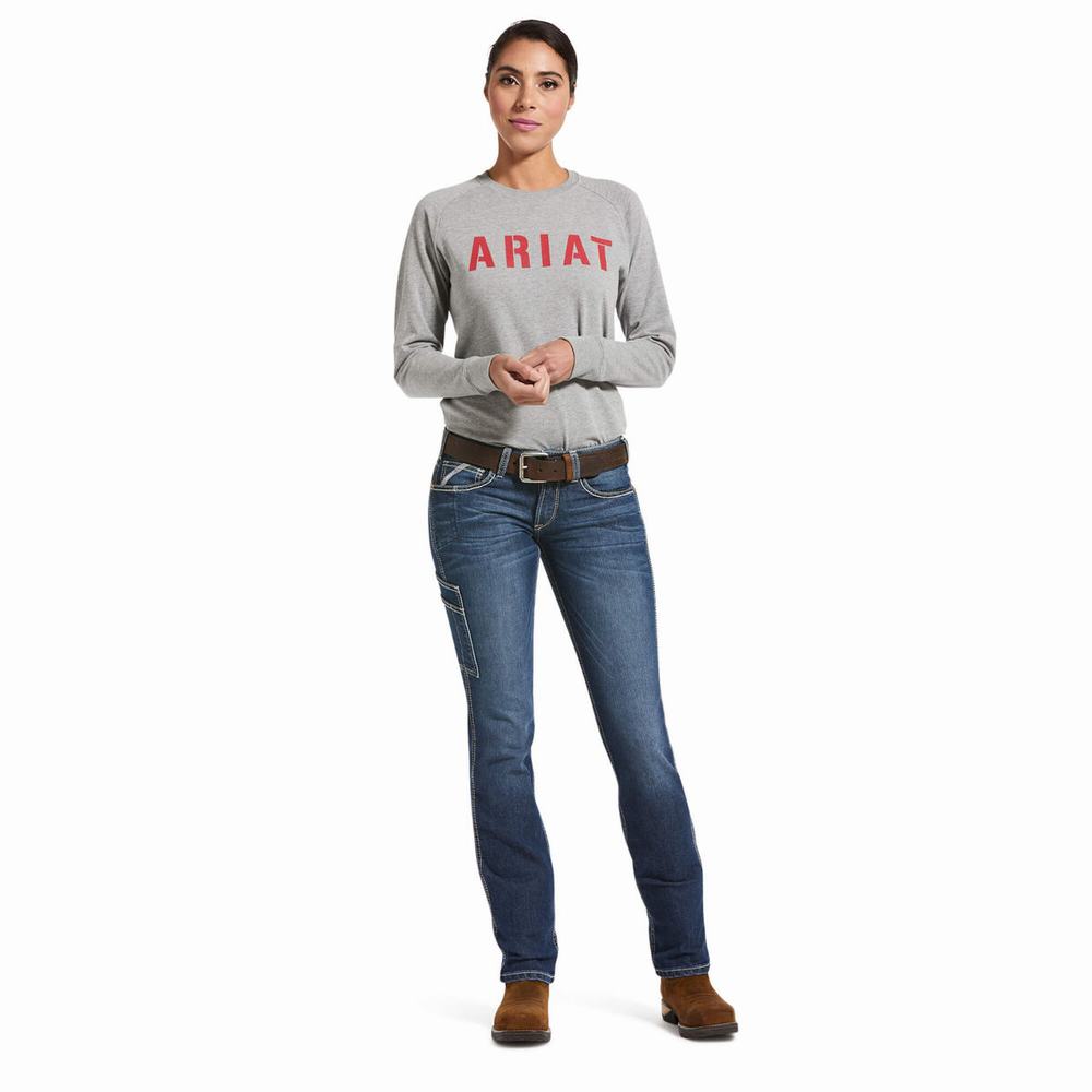 Women's Ariat Rebar DuraStretch Riveter Leg Straight-Fit Jeans Multicolor | GLMV-50471