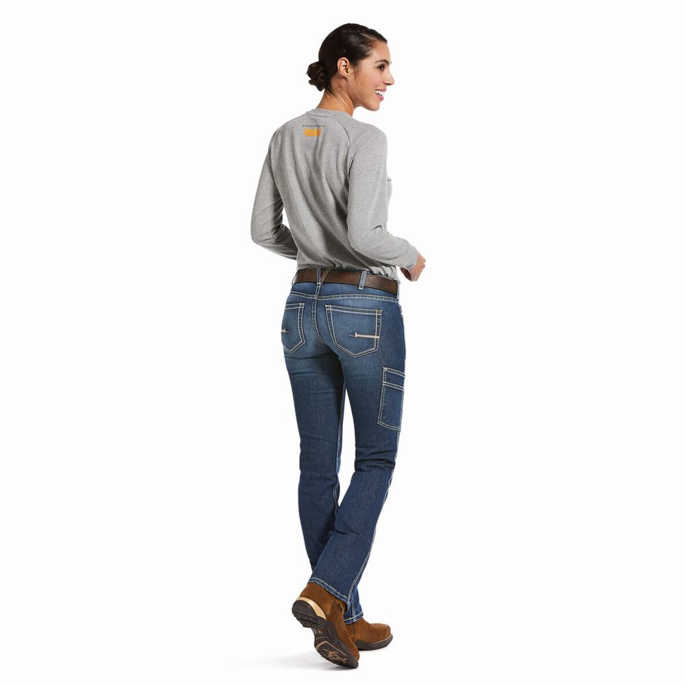 Women's Ariat Rebar DuraStretch Riveter Leg Straight-Fit Jeans Multicolor | GLMV-50471