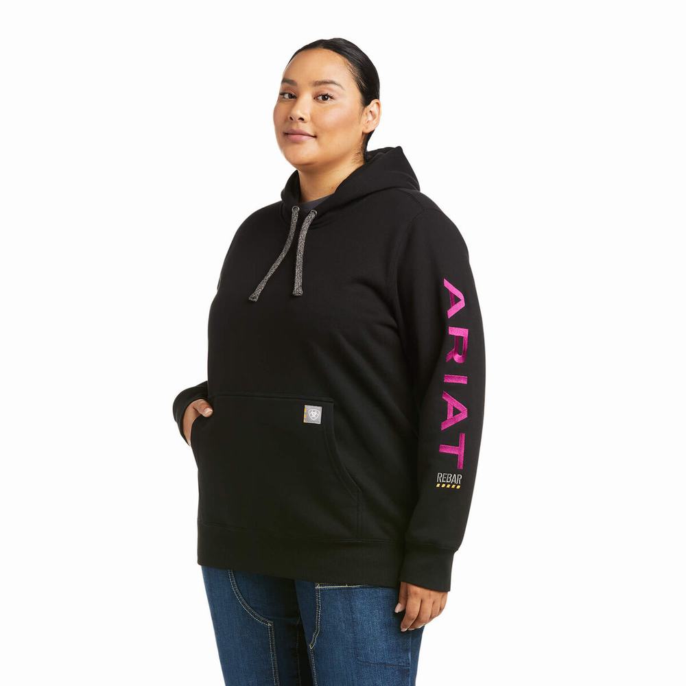 Women's Ariat Rebar Graphic Hoodie Black / Purple | CXVB-96532