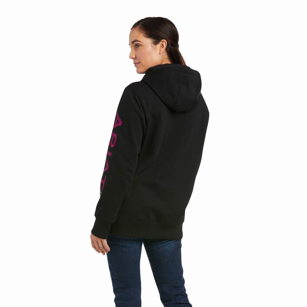 Women's Ariat Rebar Graphic Hoodie Black / Purple | CXVB-96532