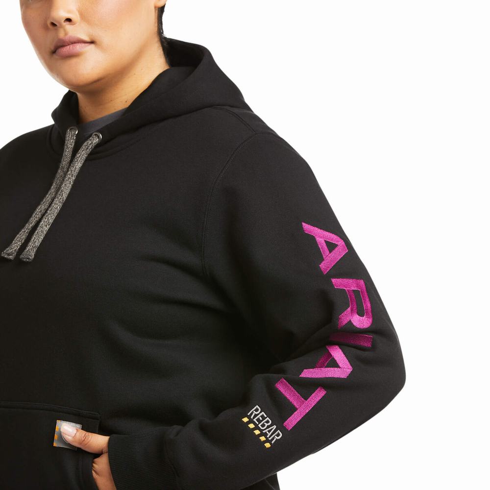 Women's Ariat Rebar Graphic Hoodie Black / Purple | CXVB-96532