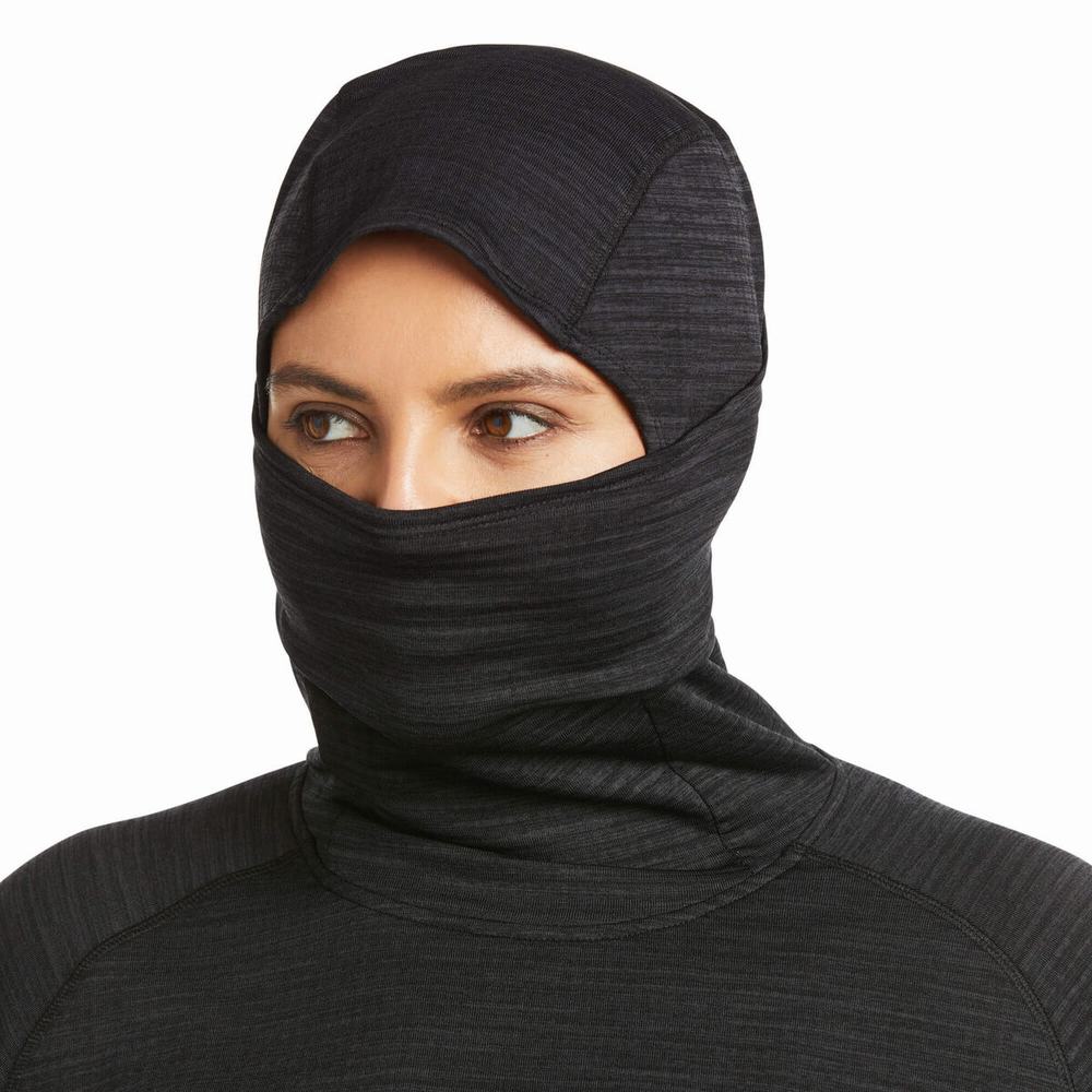 Women's Ariat Rebar Gridwork Balaclava Hoodie Black | FJBS-96157