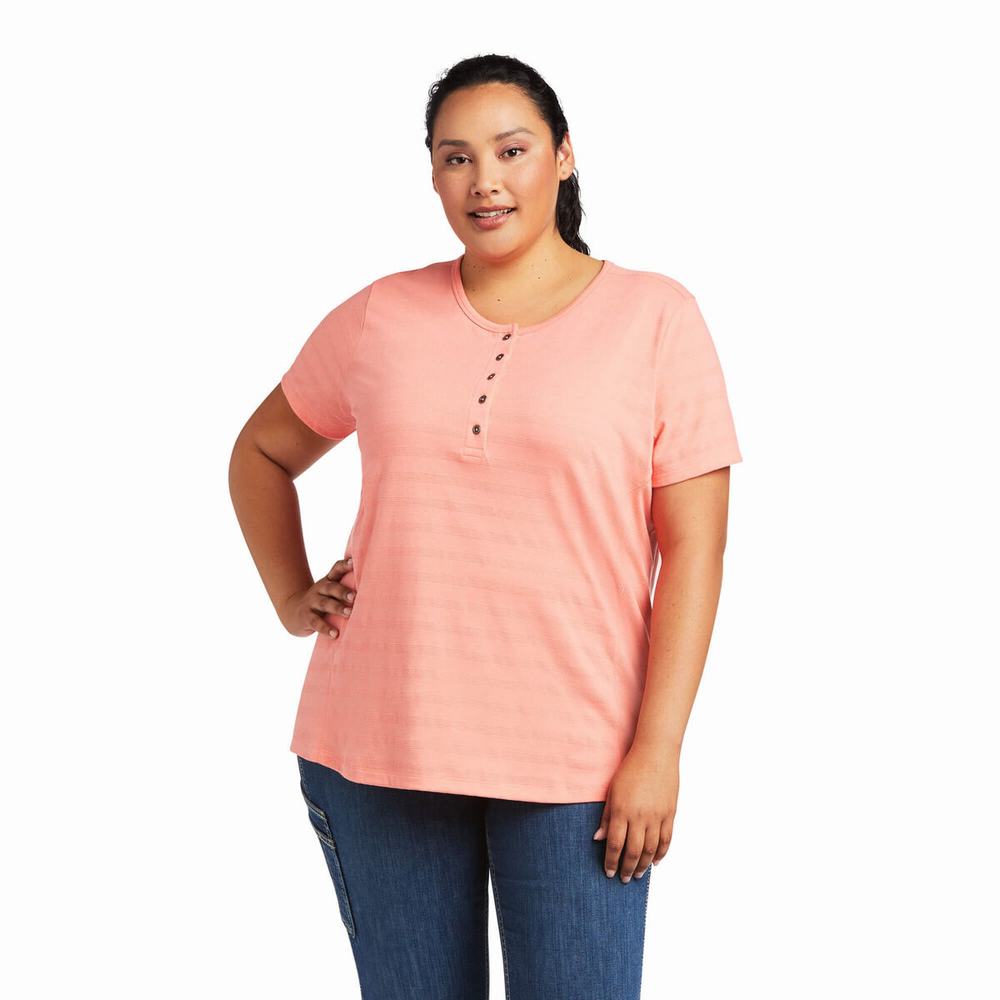 Women's Ariat Rebar Henley Tops Multicolor | ZFVG-36081