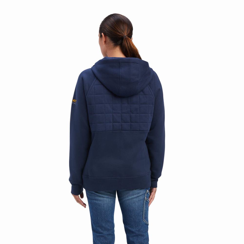 Women's Ariat Rebar Regulator Full Zip Hoodie Indigo | PDFZ-69182