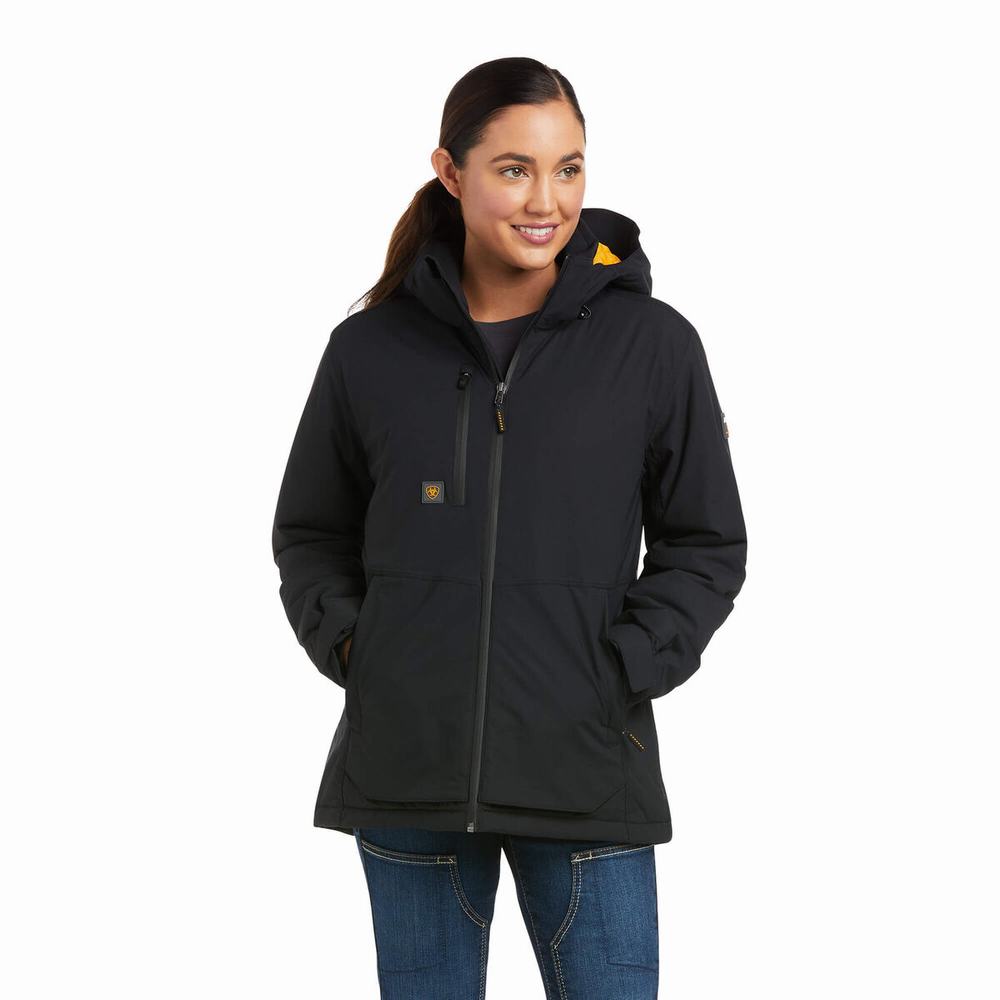 Women\'s Ariat Rebar Storm Fighter 2.0 Waterproof Jackets Black | UNGB-12089