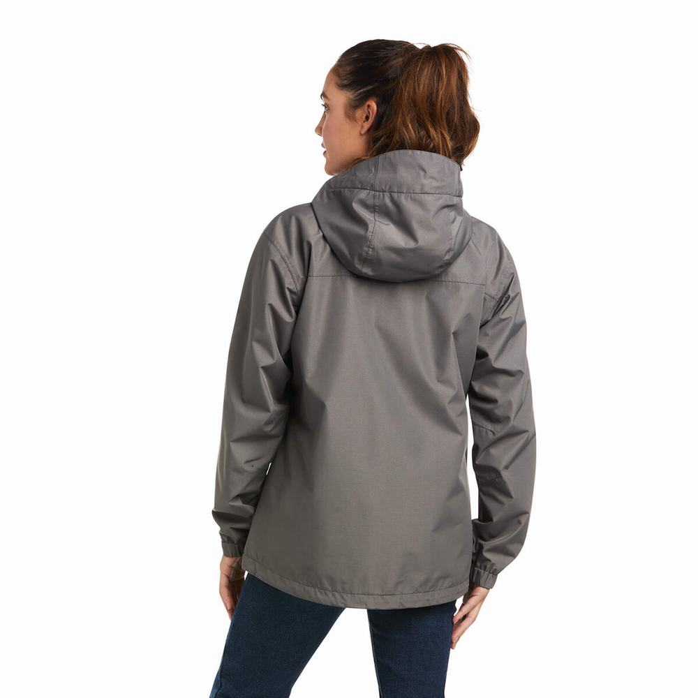 Women's Ariat Rebar Stormshell Logo Waterproof Jackets Grey / Black | FBXT-05986