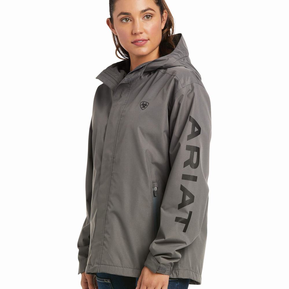 Women's Ariat Rebar Stormshell Logo Waterproof Jackets Grey / Black | FBXT-05986