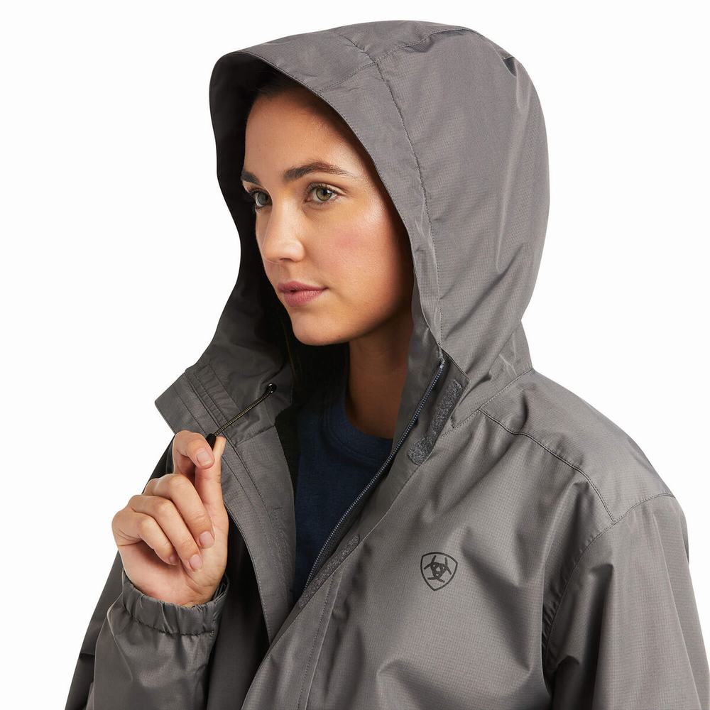 Women's Ariat Rebar Stormshell Logo Waterproof Jackets Grey / Black | FBXT-05986