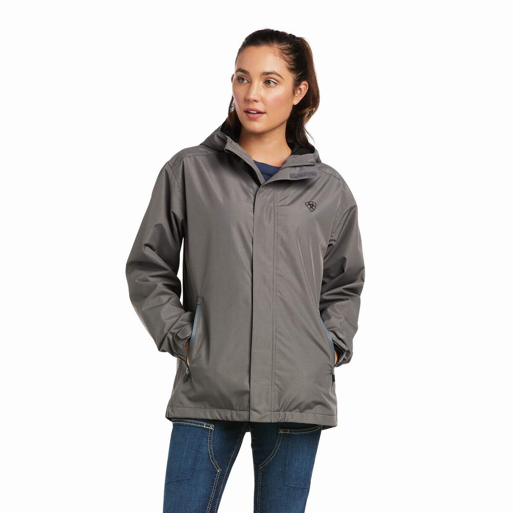 Women\'s Ariat Rebar Stormshell Logo Waterproof Jackets Grey / Black | FBXT-05986