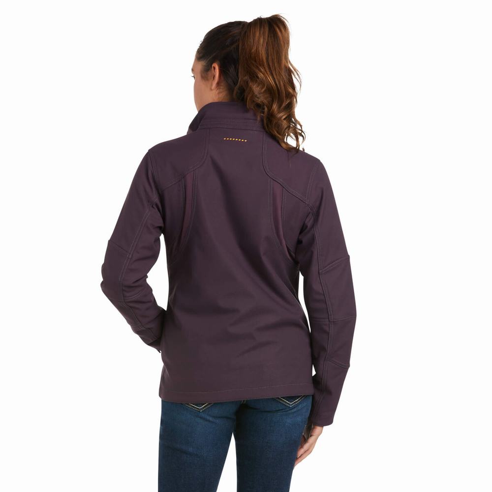 Women's Ariat Rebar Stretch Canvas Softshell Jackets Purple | JCDV-54018