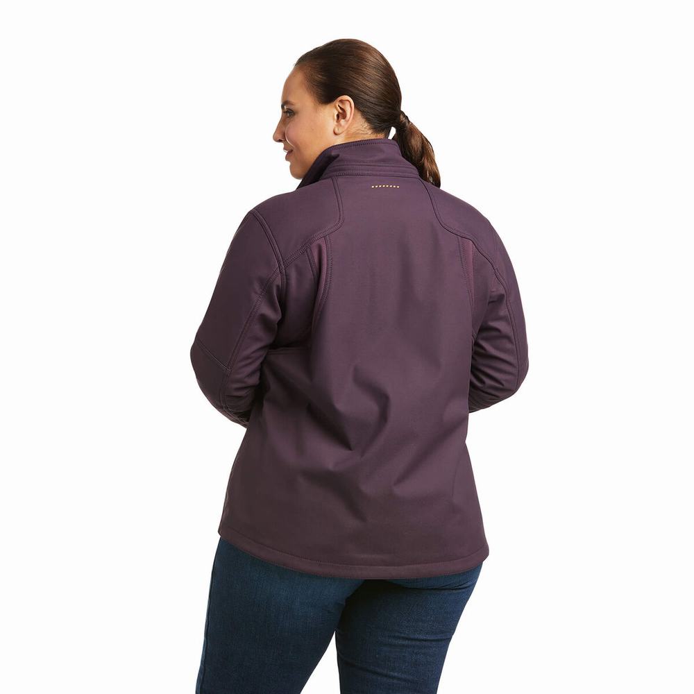 Women's Ariat Rebar Stretch Canvas Softshell Jackets Purple | JCDV-54018