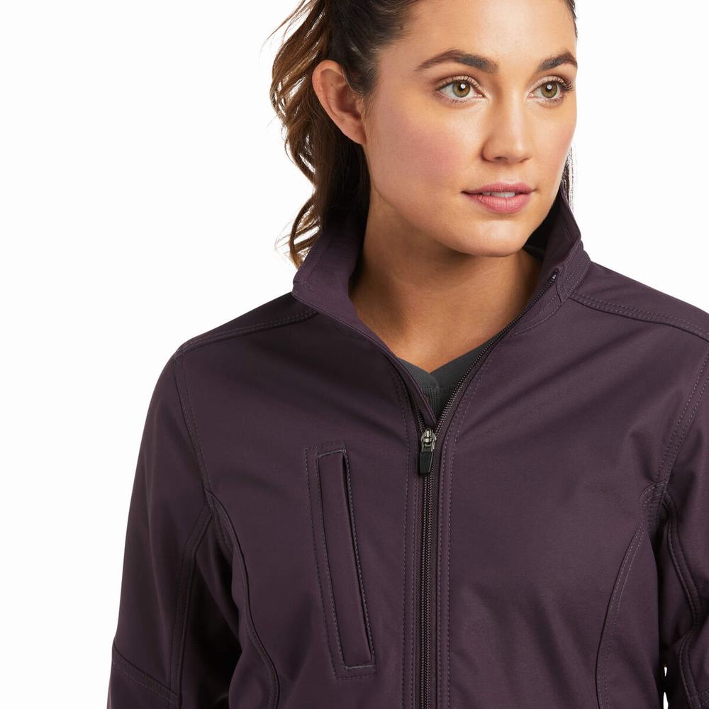 Women's Ariat Rebar Stretch Canvas Softshell Jackets Purple | JCDV-54018