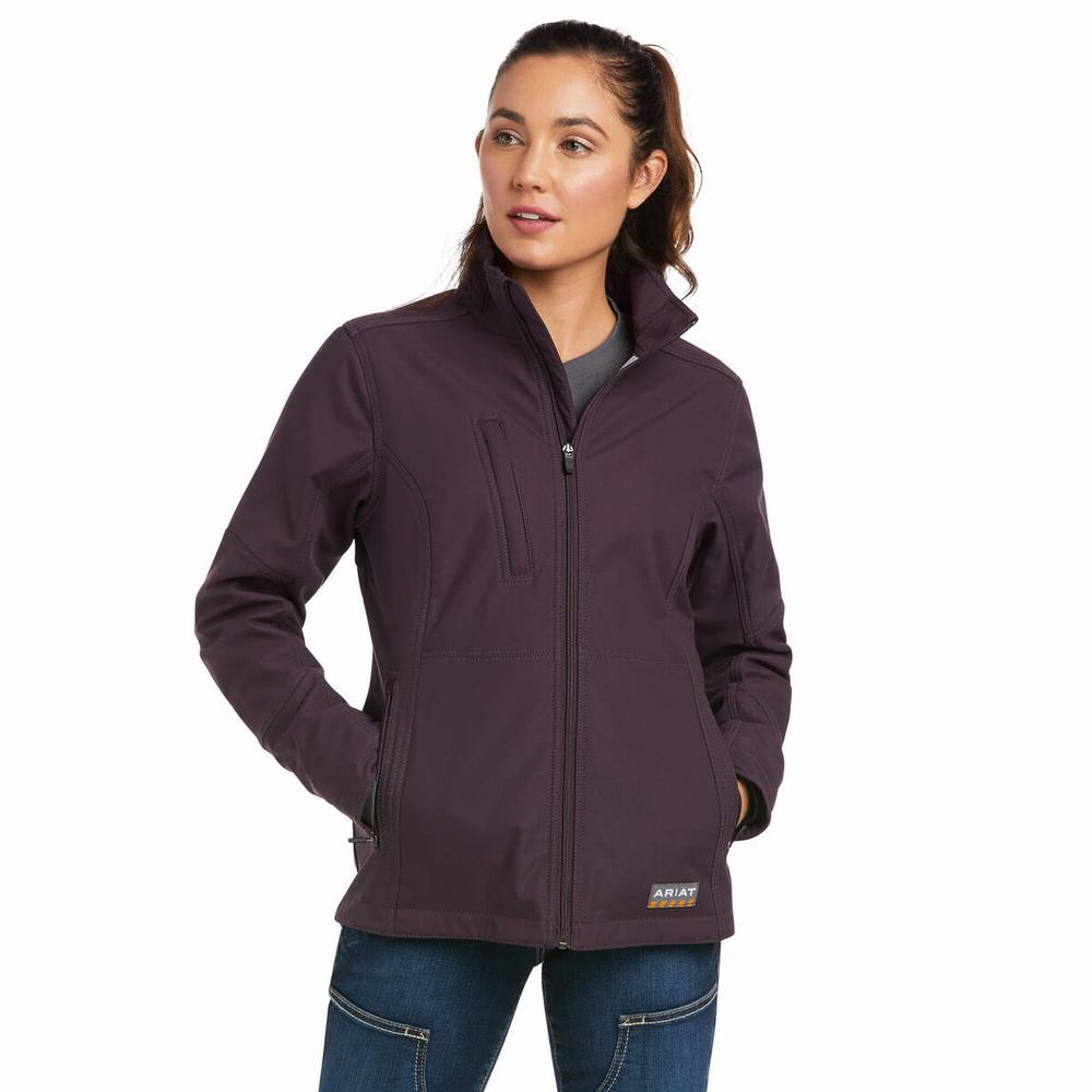 Women\'s Ariat Rebar Stretch Canvas Softshell Jackets Purple | JCDV-54018