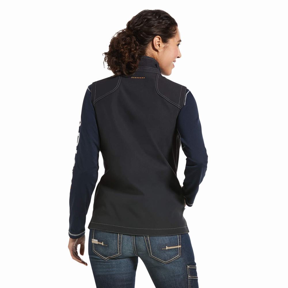 Women's Ariat Rebar Stretch Canvas Softshell Vests Black | JLDC-89406