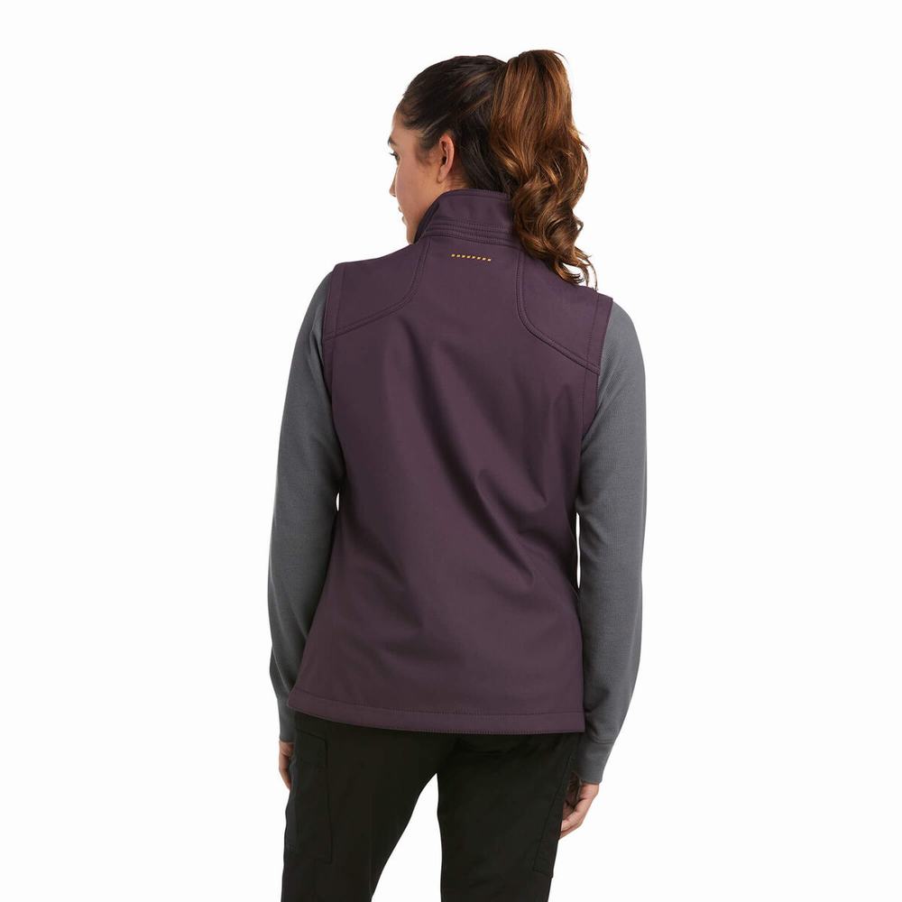 Women's Ariat Rebar Stretch Canvas Softshell Vests Purple | UWDX-28390