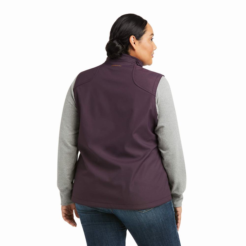 Women's Ariat Rebar Stretch Canvas Softshell Vests Purple | UWDX-28390