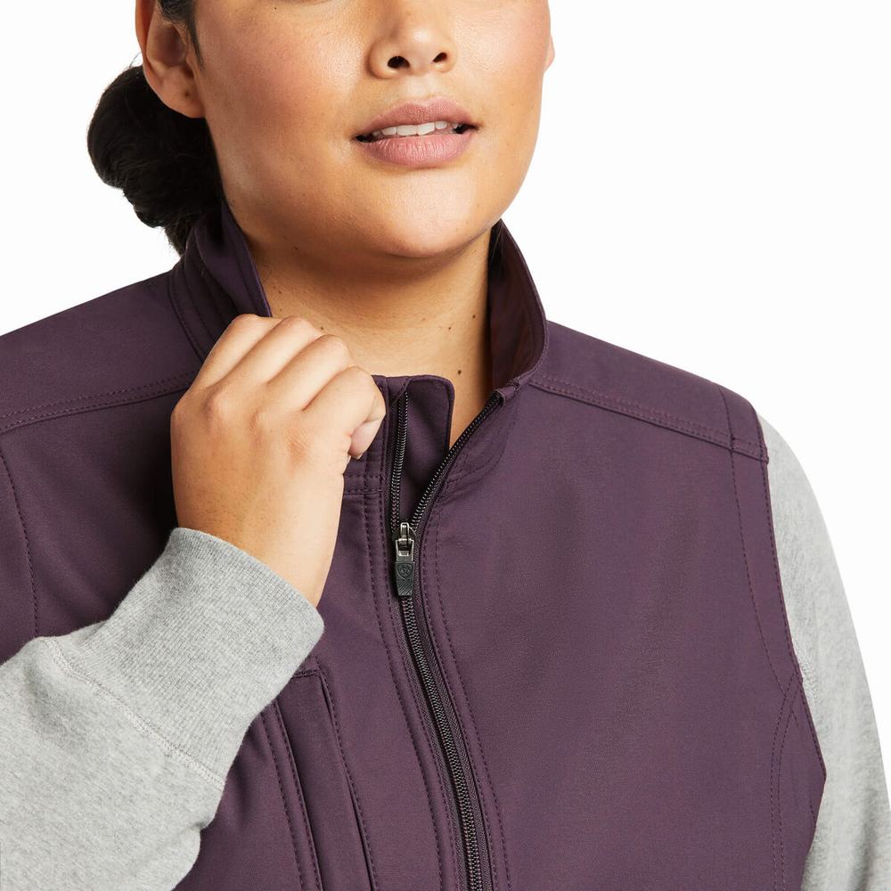 Women's Ariat Rebar Stretch Canvas Softshell Vests Purple | UWDX-28390