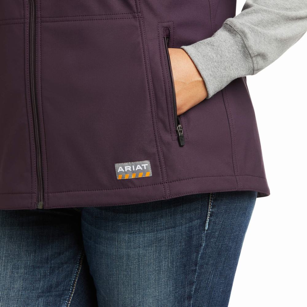 Women's Ariat Rebar Stretch Canvas Softshell Vests Purple | UWDX-28390