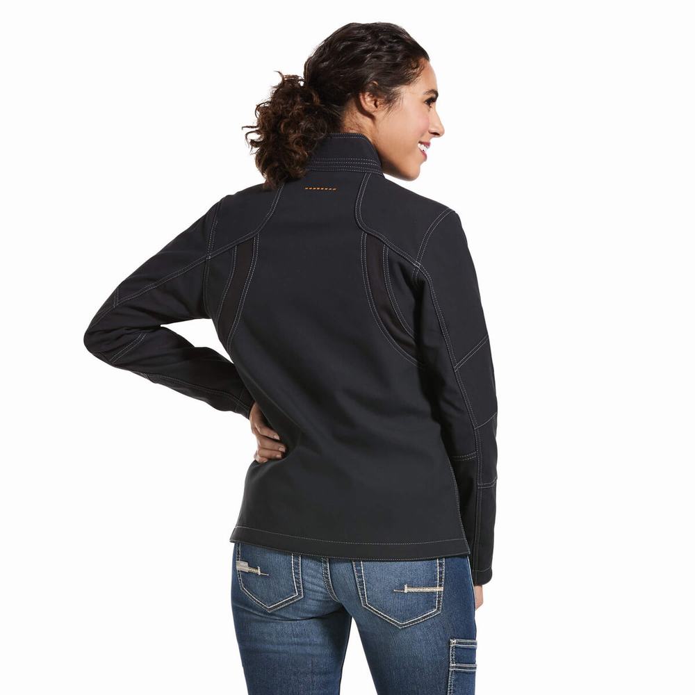 Women's Ariat Rebar Stretch Canvas Softshell Jackets Black | ZKFM-50826