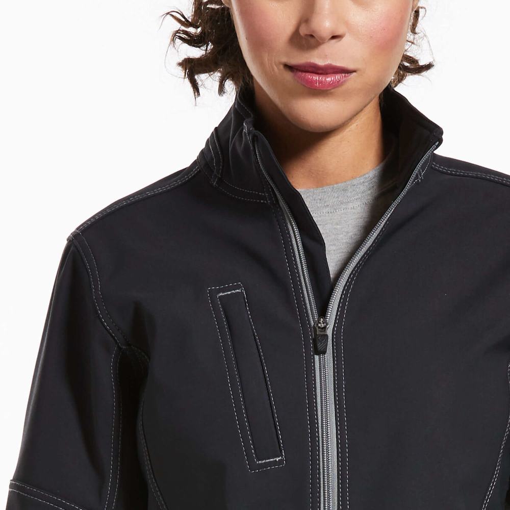 Women's Ariat Rebar Stretch Canvas Softshell Jackets Black | ZKFM-50826