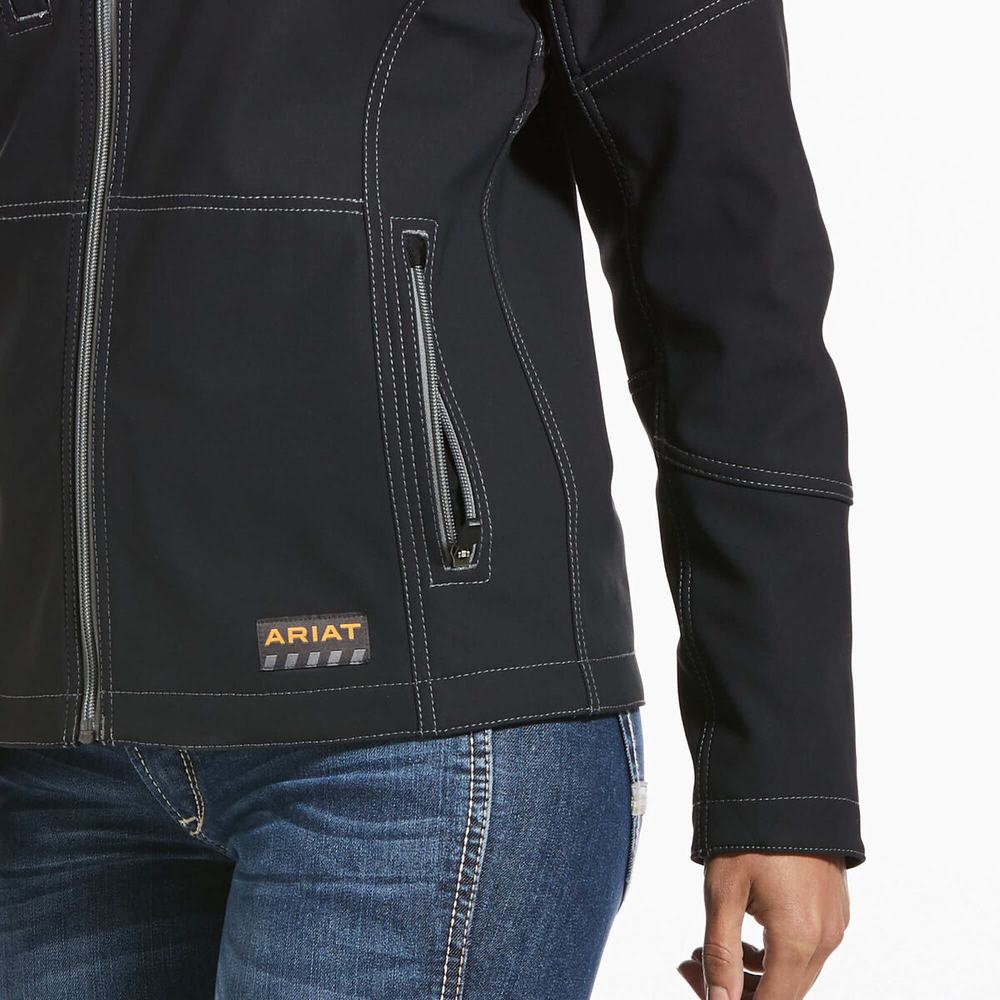 Women's Ariat Rebar Stretch Canvas Softshell Jackets Black | ZKFM-50826