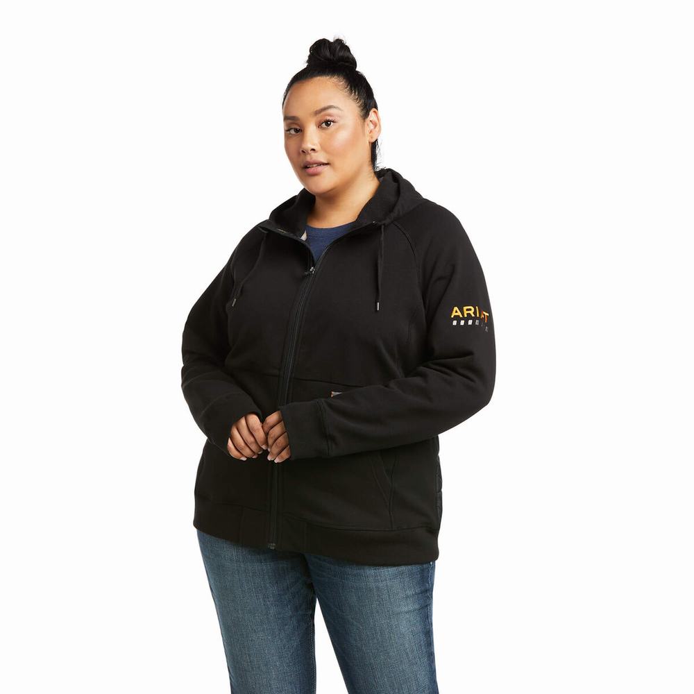 Women's Ariat Rebar Thermic Insulated Full Zip Hoodie Black | KDUB-38476