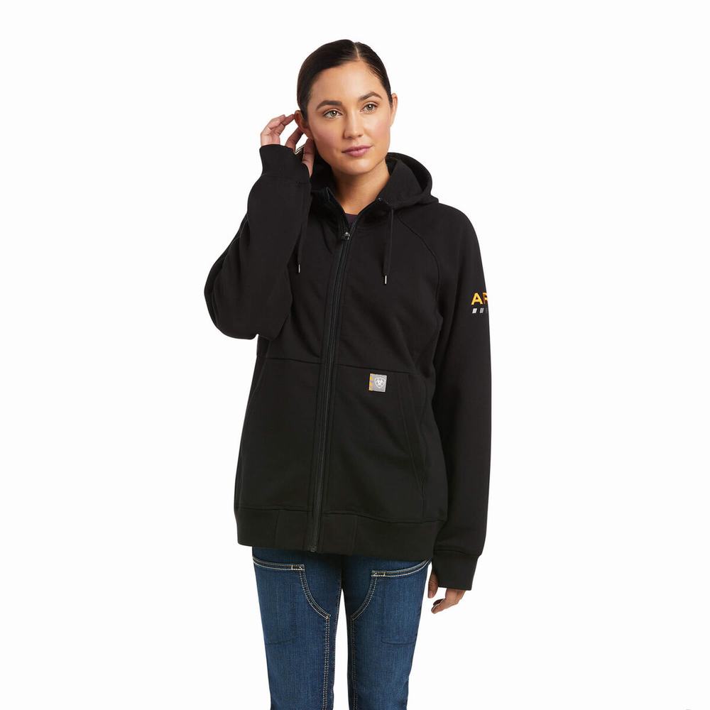 Women's Ariat Rebar Thermic Insulated Full Zip Hoodie Black | KDUB-38476