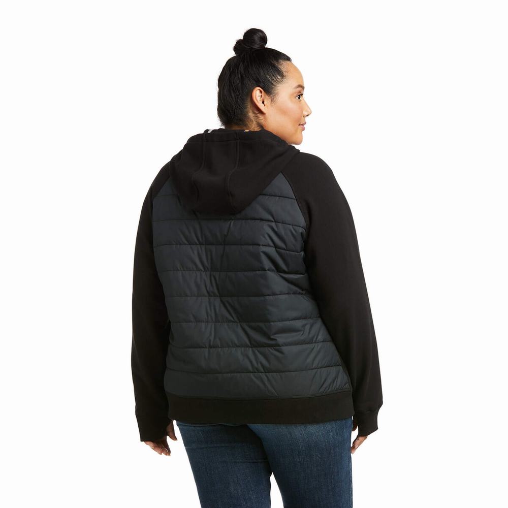 Women's Ariat Rebar Thermic Insulated Full Zip Hoodie Black | KDUB-38476