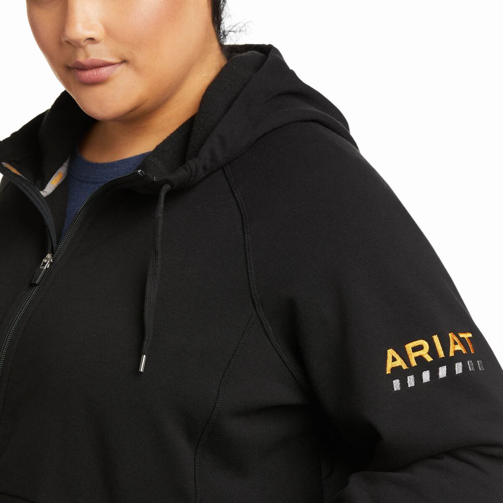 Women's Ariat Rebar Thermic Insulated Full Zip Hoodie Black | KDUB-38476