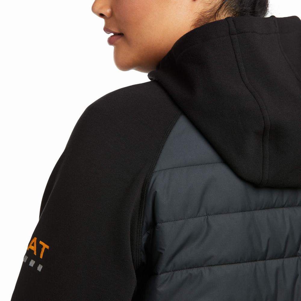 Women's Ariat Rebar Thermic Insulated Full Zip Hoodie Black | KDUB-38476