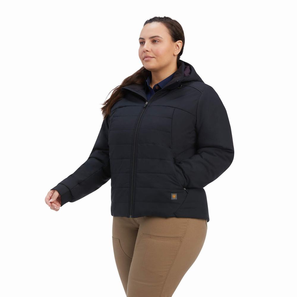 Women's Ariat Rebar Valkyrie Stretch Canvas Insulated Jackets Black | QXFL-83142