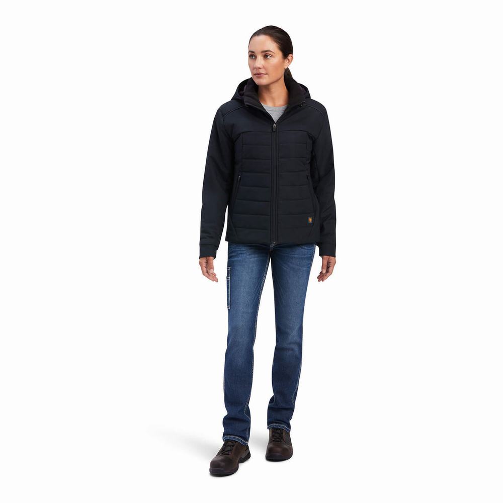 Women's Ariat Rebar Valkyrie Stretch Canvas Insulated Jackets Black | QXFL-83142