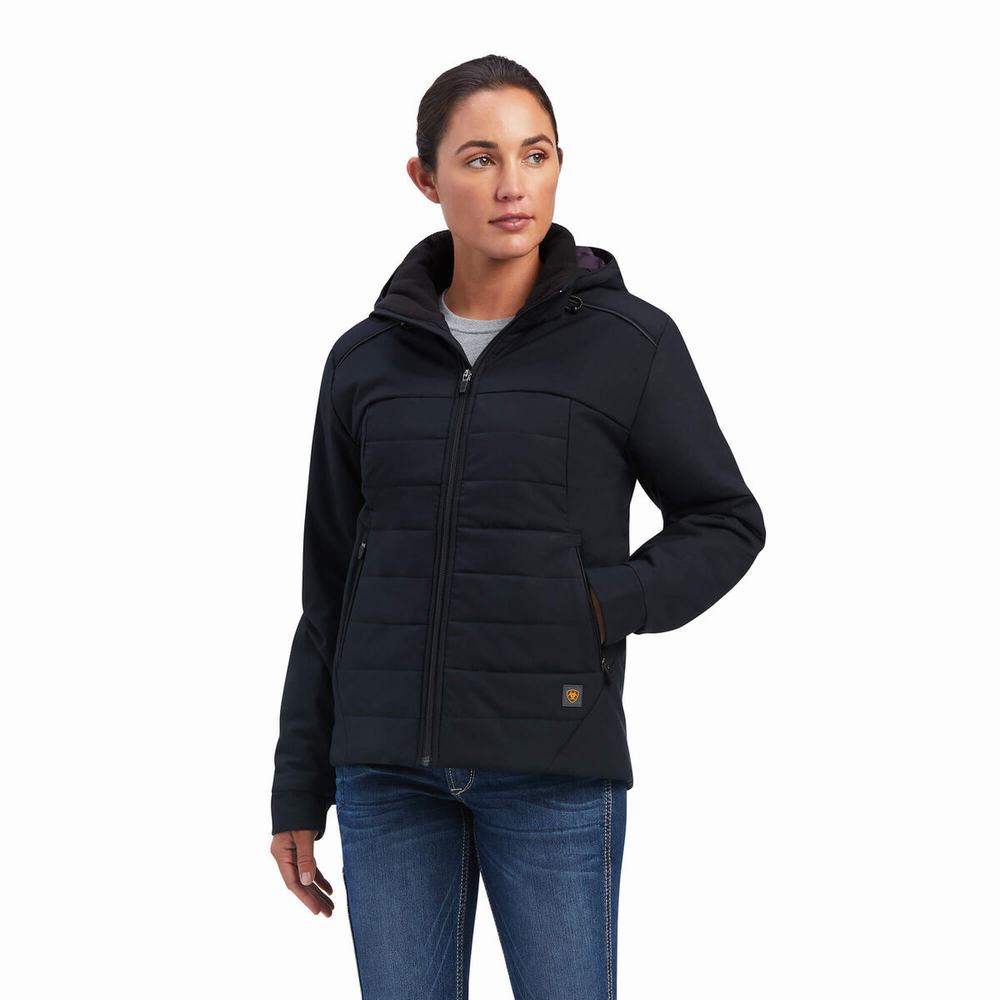 Women\'s Ariat Rebar Valkyrie Stretch Canvas Insulated Jackets Black | QXFL-83142