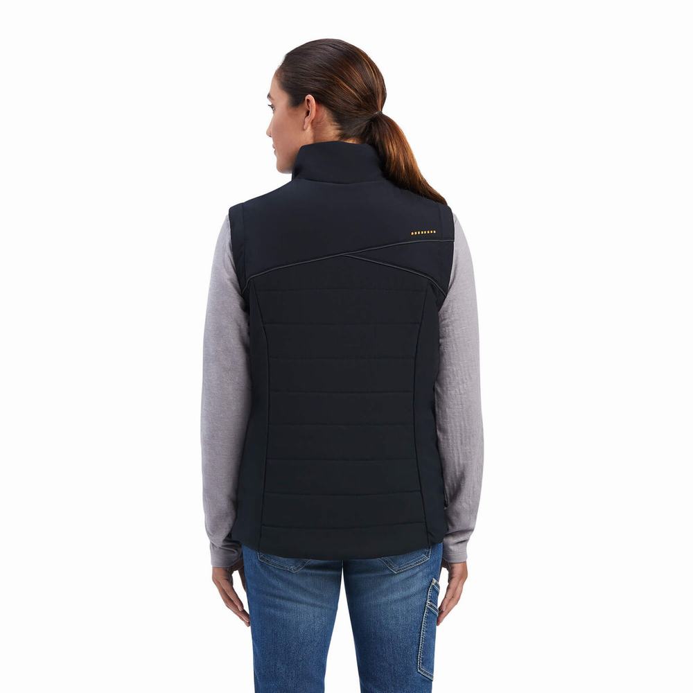 Women's Ariat Rebar Valkyrie Stretch Canvas Insulated Vests Black | VKJP-38926